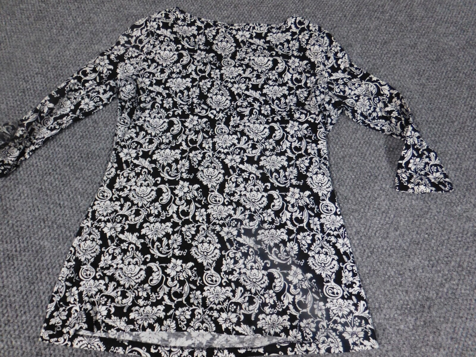 Spiegel Womens blouse Large black Floral pullover stretch