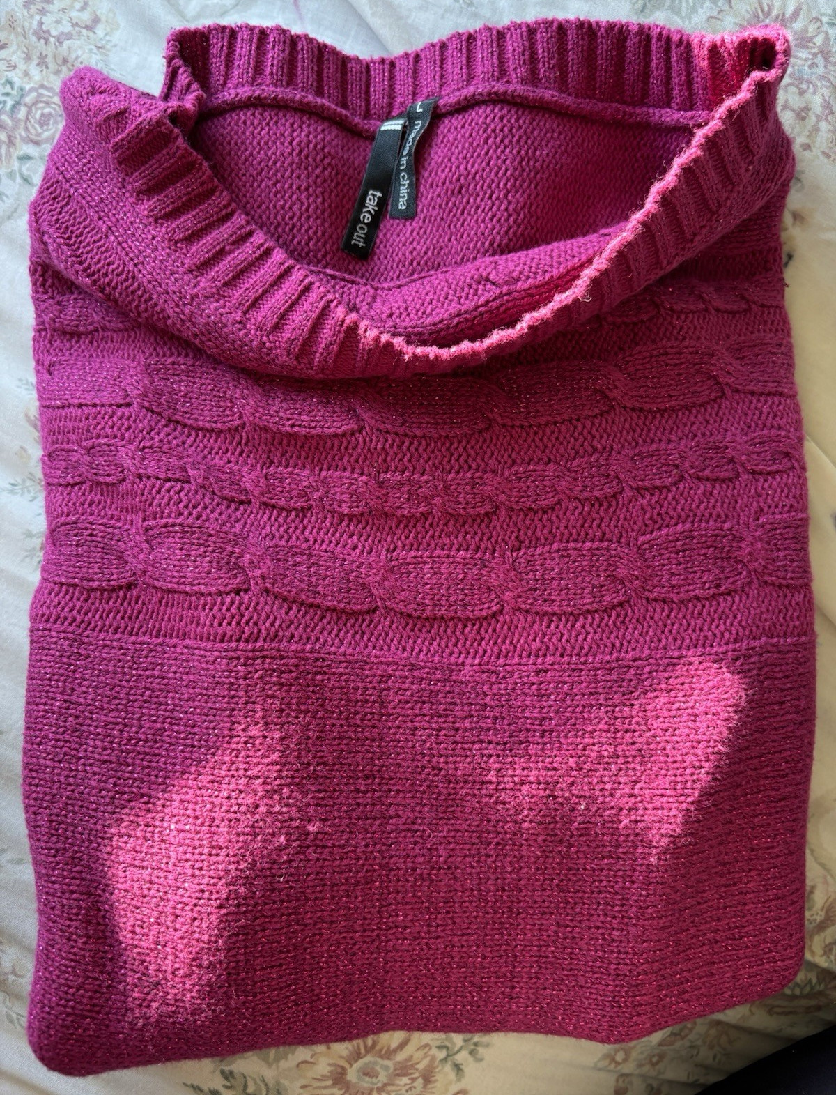takeout Women’s Purple Solid Knit Sleeveless Metallic Accent Sweater L