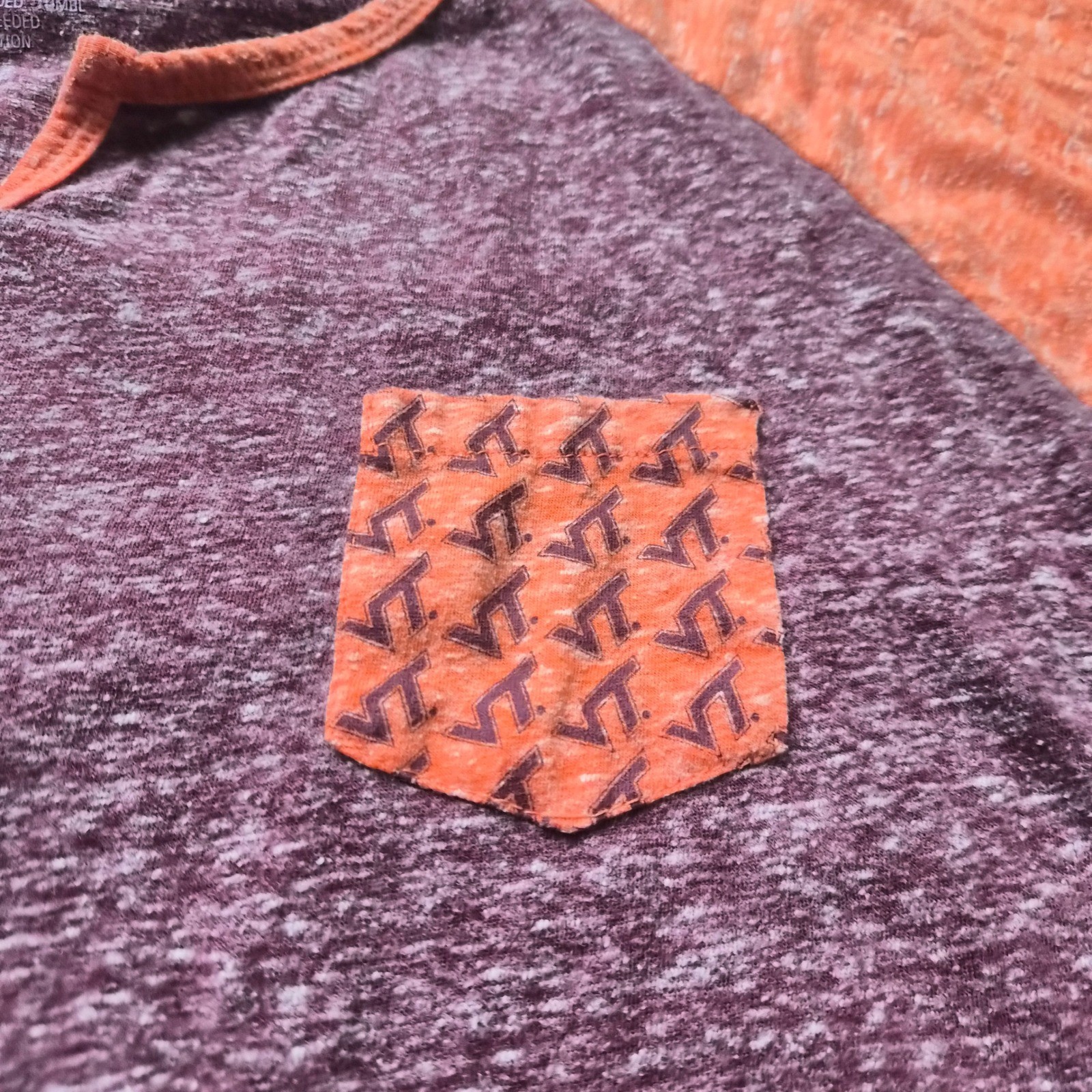 Pressbox Virginia Tech VT Hokies Pride Raglan Tee Orange Maroon Large Collegiate