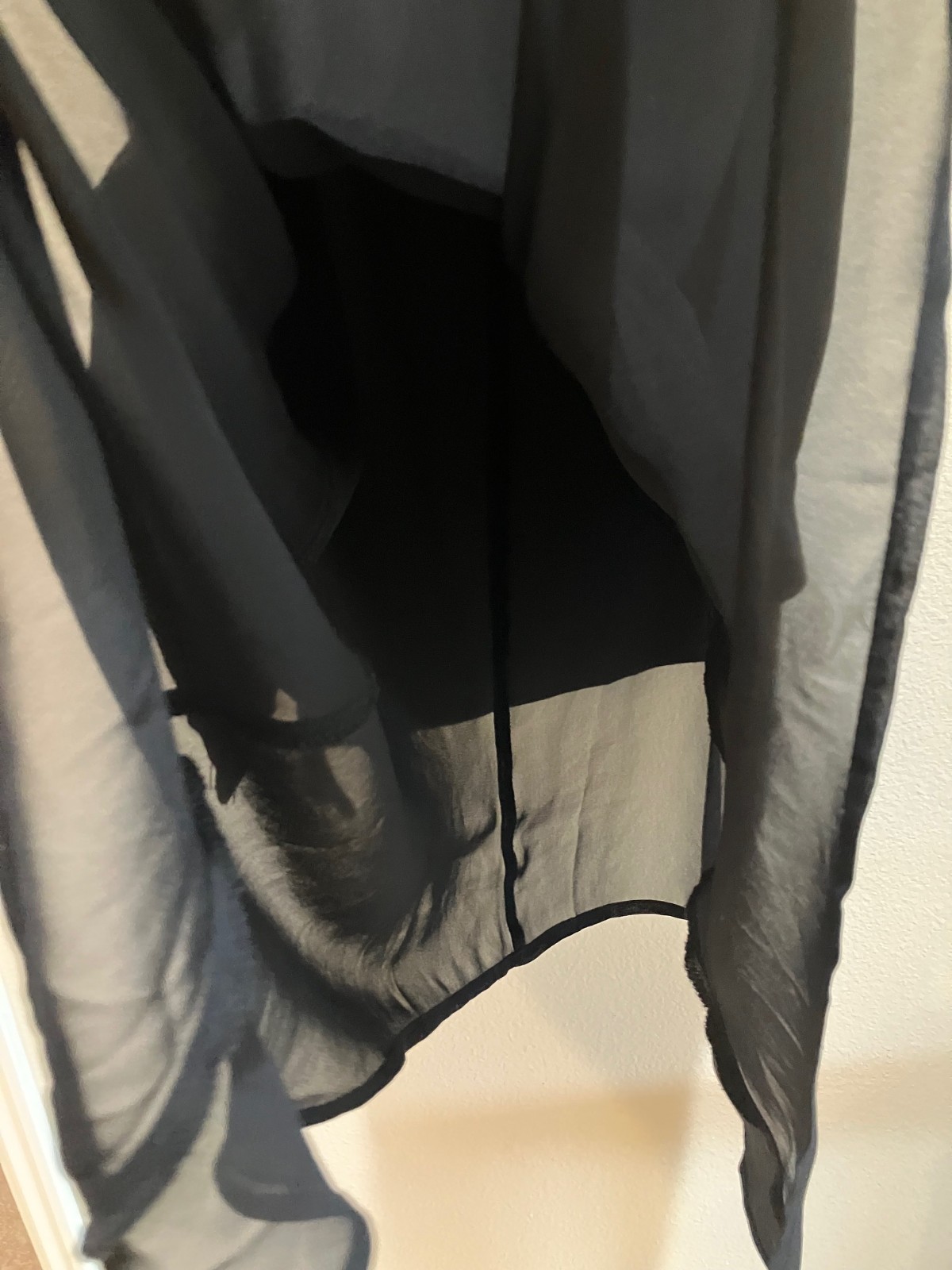 Worthington Black Sheer Overlay Tunic Top Layered Sleeveless Hi Low Flowy Size M