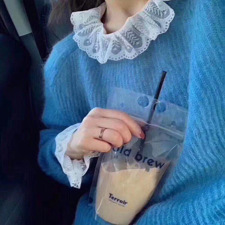 Lady Lace Shirt Tops Mesh Sheer Peter Pan Collar Blouse Lolita Flare Sleeve Thin