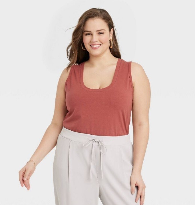 Women’s U-Neck Slim Fit Tank Top – A New Day™ Rust 1X