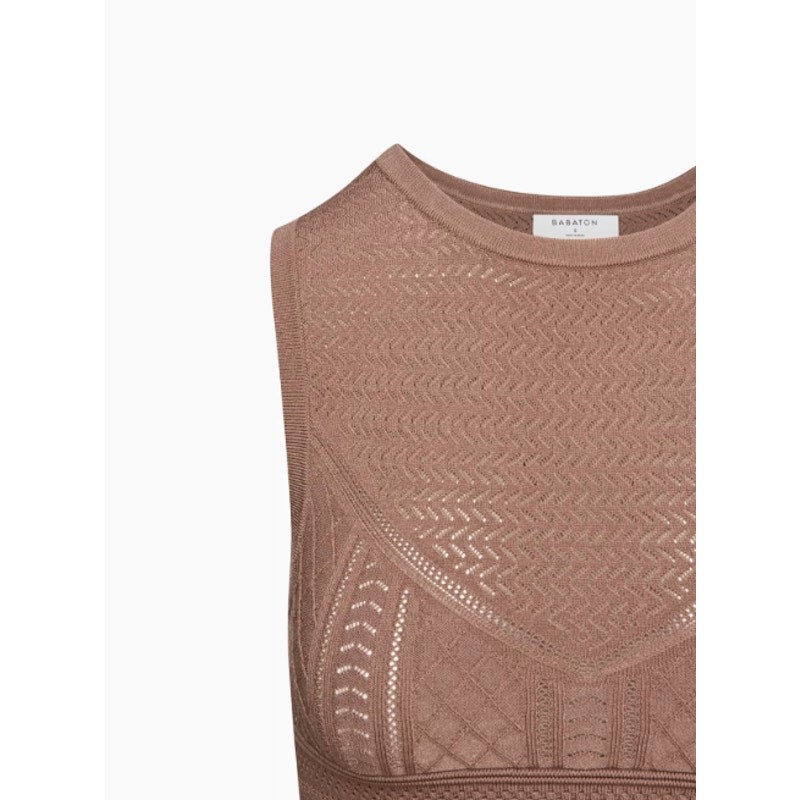 Babaton Aritzia Pointelle Cropped Sweater Tank Size Small in Deep Taupe