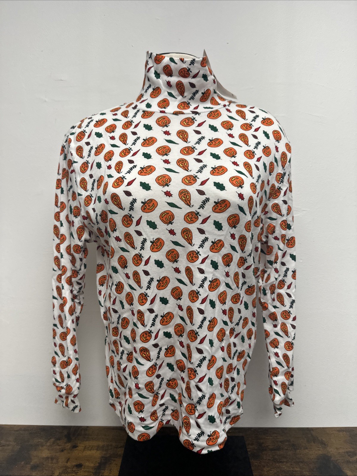VTG Basic Editions Women’s Halloween Turtle Neck Shirt Jack O Lanterns SZ LARGE