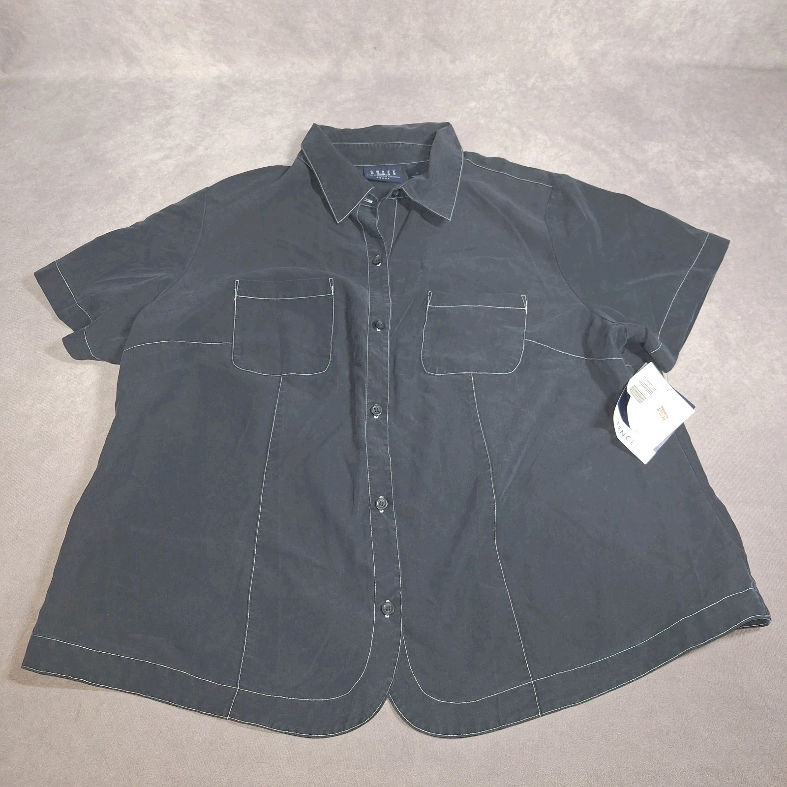 Crazy Horse Liz Claiborne Womens Size 2 Blue Tencel Polyester Button Up Shirt