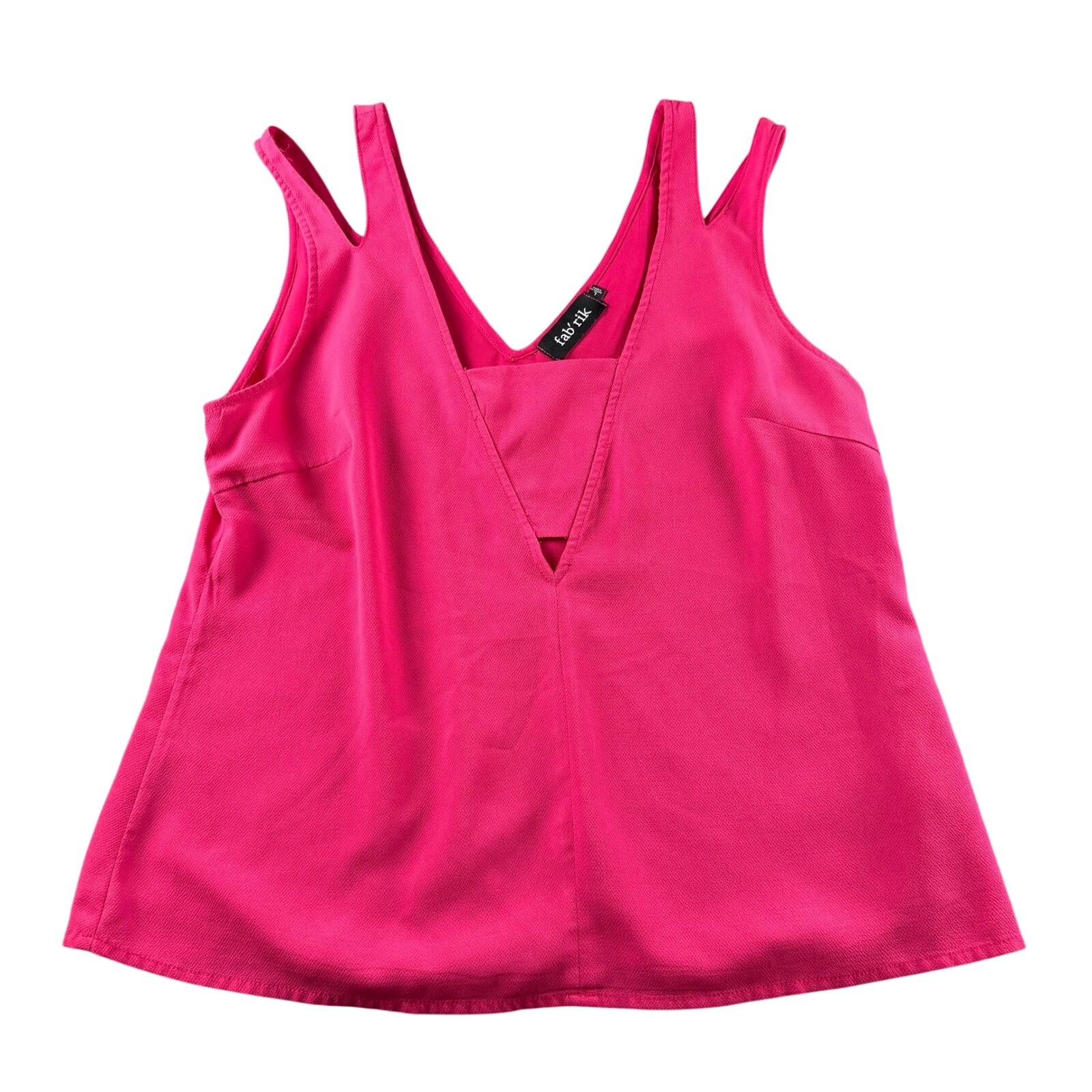 fab’rik Womens Hot Pink Double Strap V-Neck Tank Top Blouse Size Large