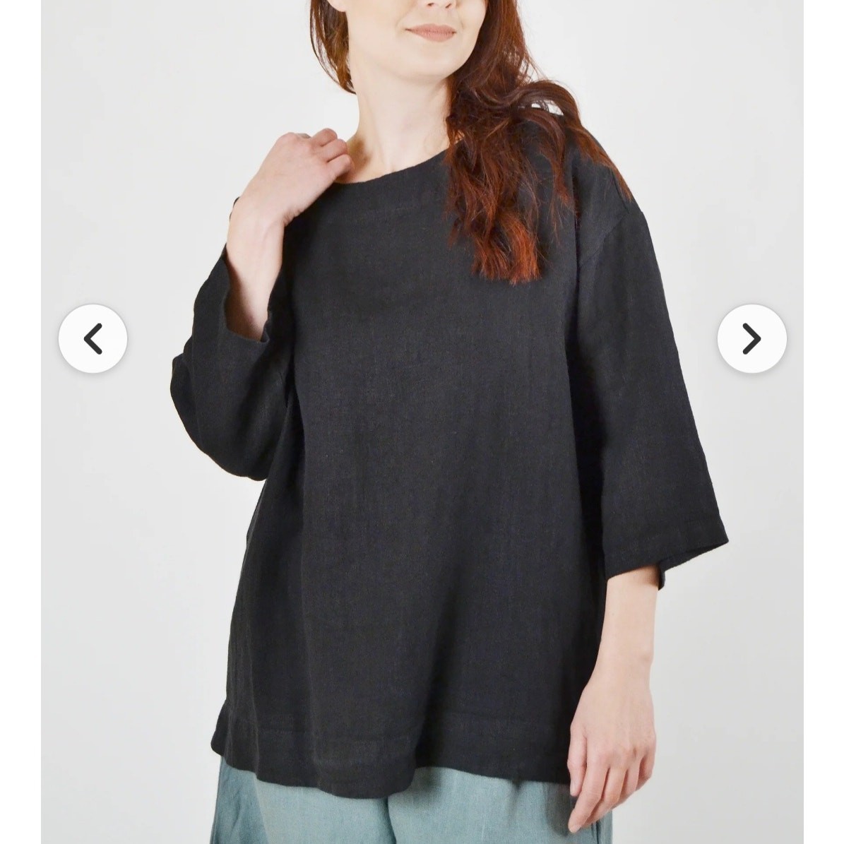 Oversized Charcoal Lagenlook blouse ​John P. Greece 100% Linen Boxy Top