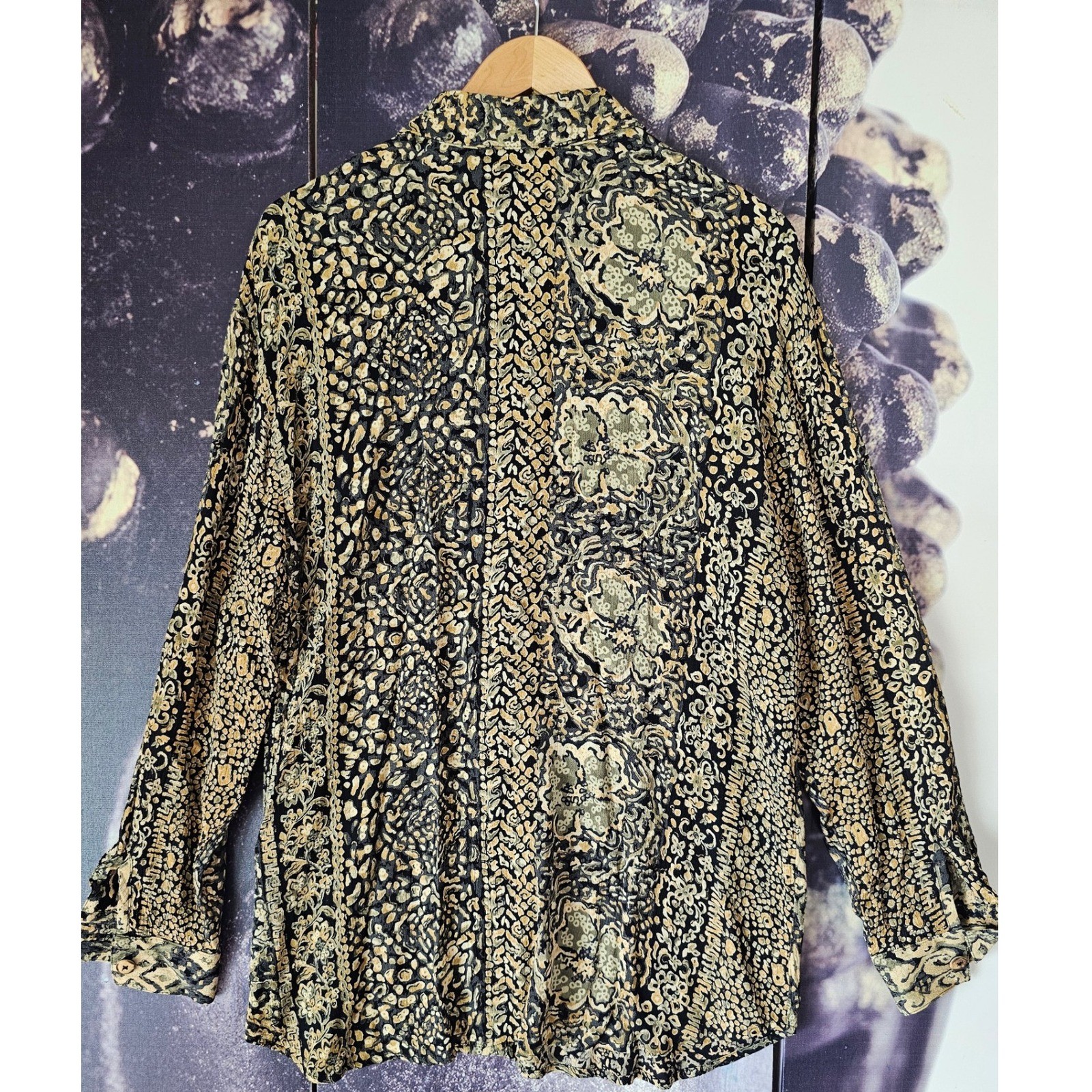 Carole Little Vintage Floral Print Button Down Long Sleeve Blouse Size 12