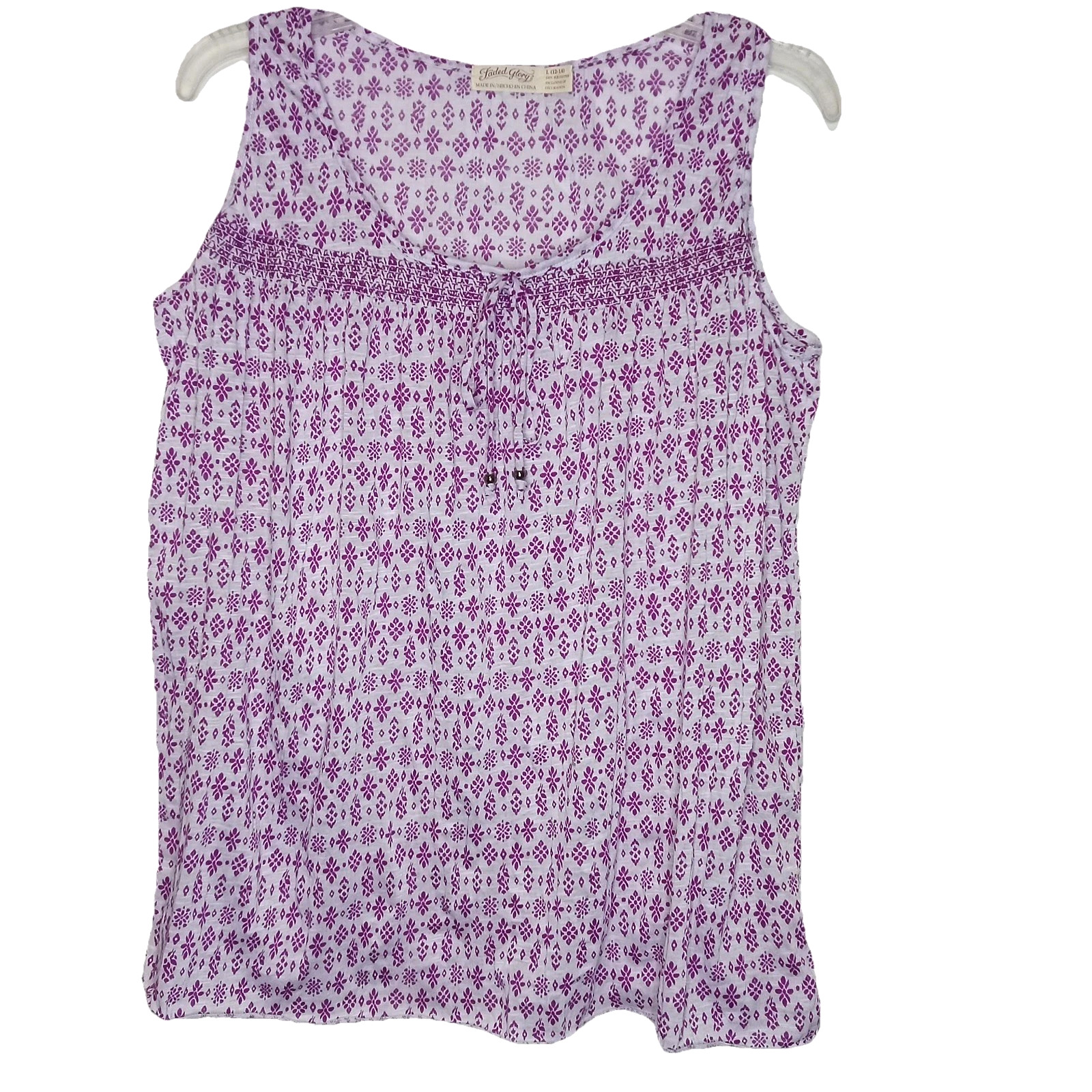 Faded Glory Sleeveless Peasant Top Womens Sz L Purple Gauzy Summer Boho Casual