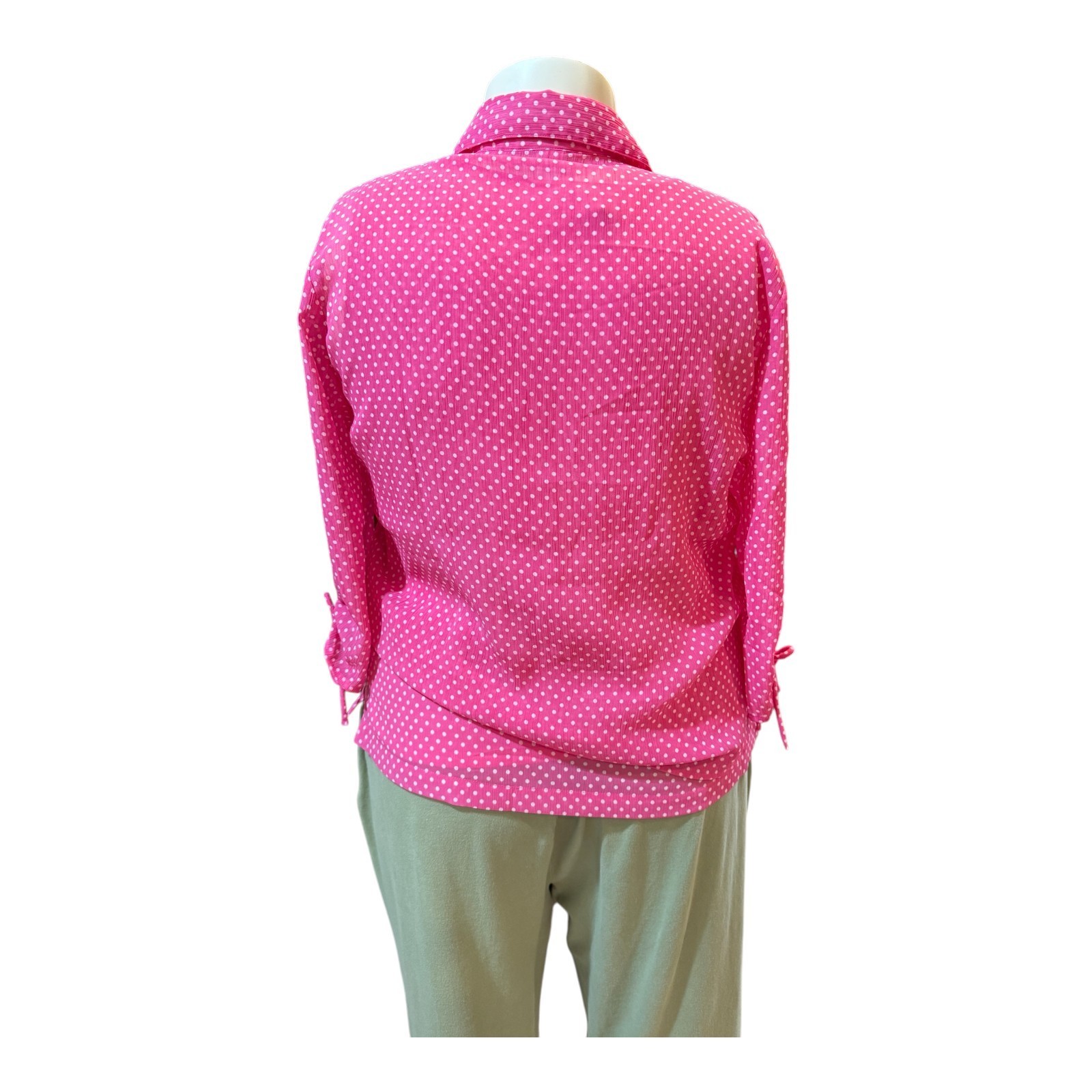 Draper’s & Damon’s Sz PXL Pink Polka Dot 3/4 Sleeve Top Set (Tank & Button-Up)