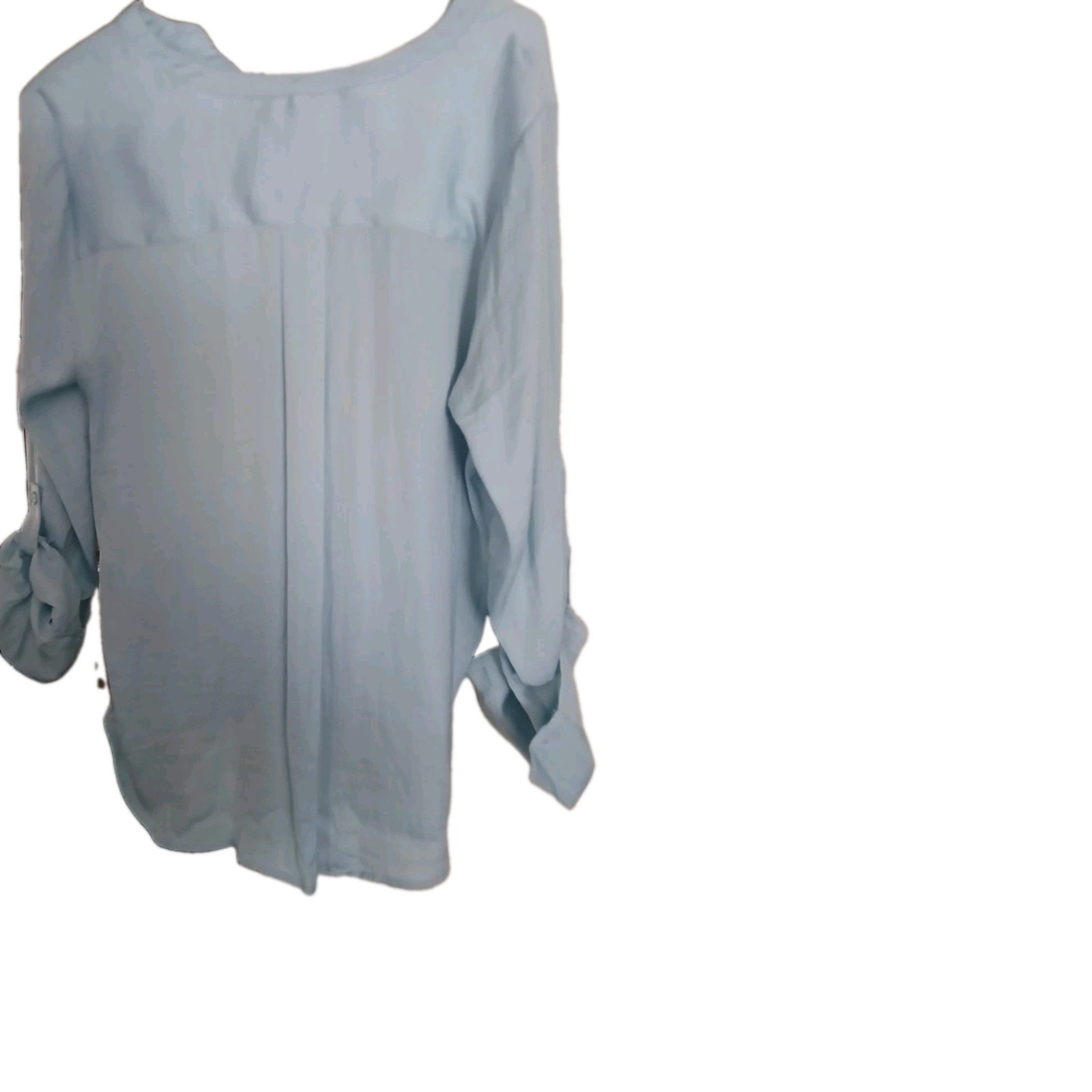 Simply Vera Vera Wang Womens Blue Solid V-Neck Long Sleeve Blouse Size L