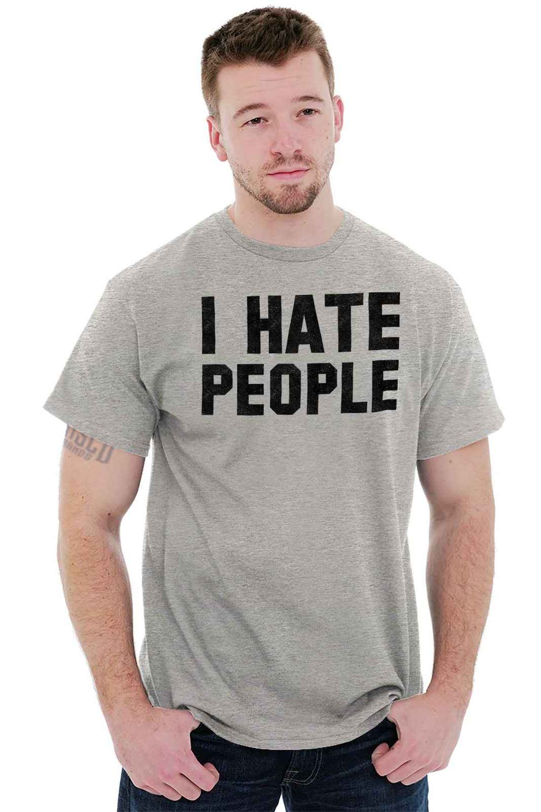 I Hate People Funny Introvert Antisocial Cute Womens or Mens Crewneck T Shirt Te