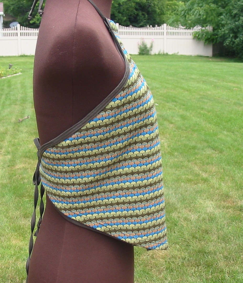 VTG 90s Hippie Knit 2 layer Handkerchief Open Back Tank Halter Top sz Small