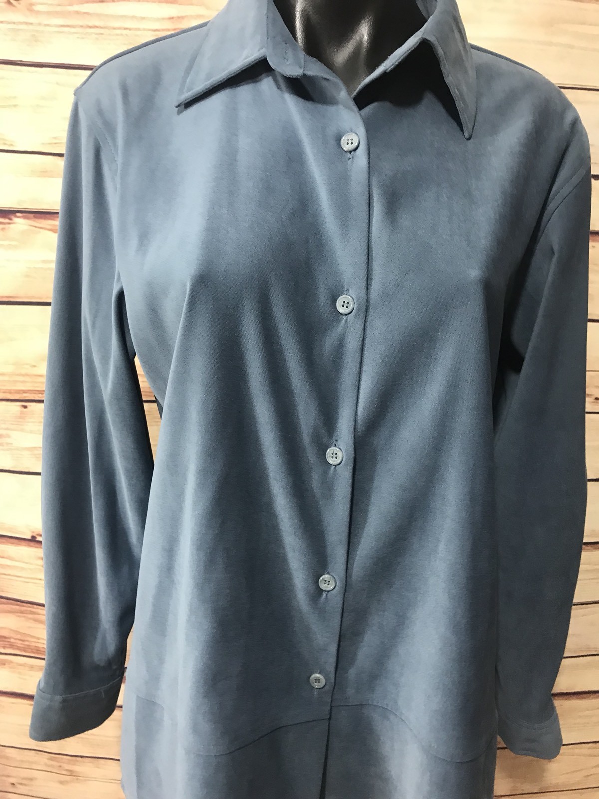 Casual Corner Annex Womens Size Small Shirt Top Blue Long Sleeve Button-up Soft