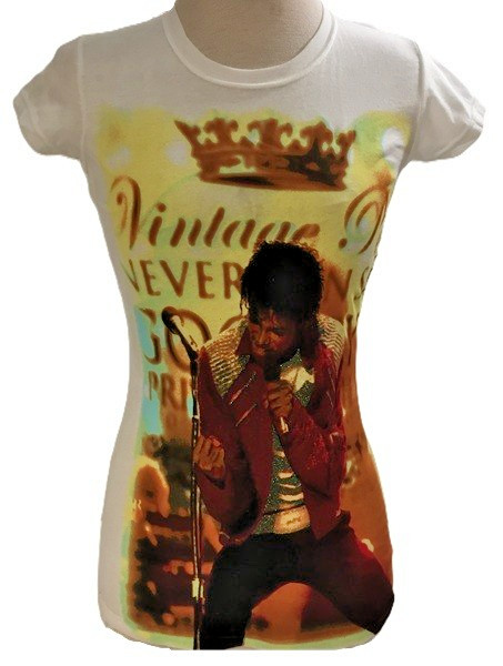 Michael Jackson vintage logo Limited Edition Katherine Womens White Tee Shirt