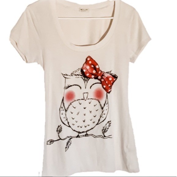 AS-IS Zenana Outfitters Cute Owl Graphic Scoop Neck Tee Large