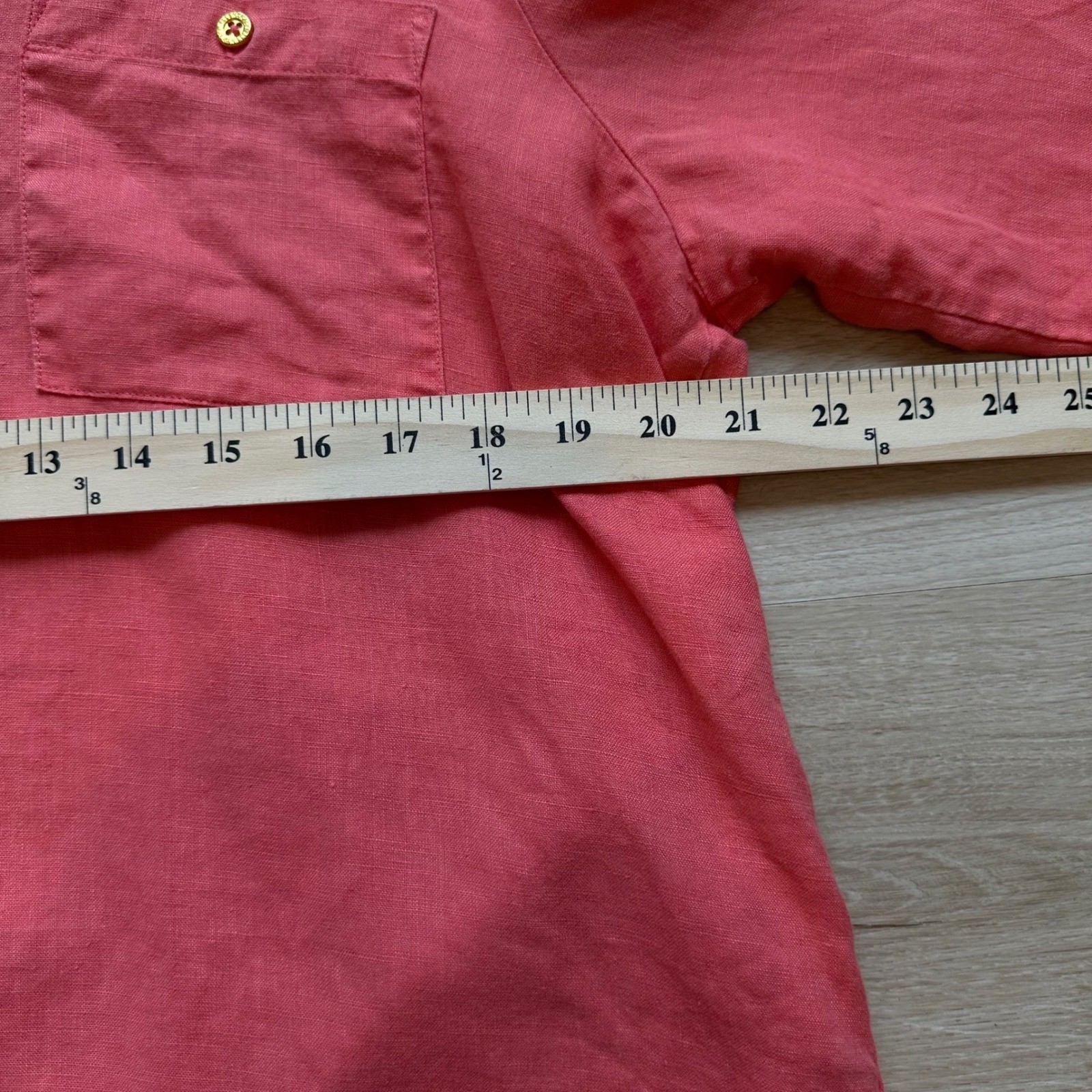 Ellen Tracy High Low Tunic Top Womens Casual XL Coral Pink Linen Vacation Breezy