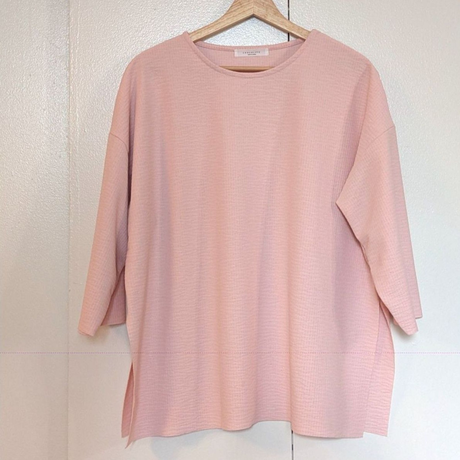 NWOT Chocolate Korea Pink 3/4 Sleeve Relaxed Fit Top (Estimated size 2XL)
