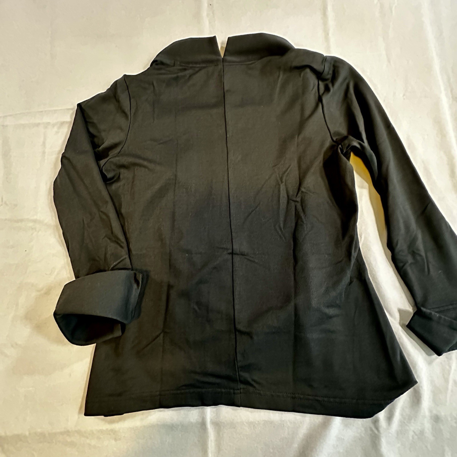 Boston Proper Black Solid Button-Up Long Sleeve Rayon/Poly Blend Jacket Size 10