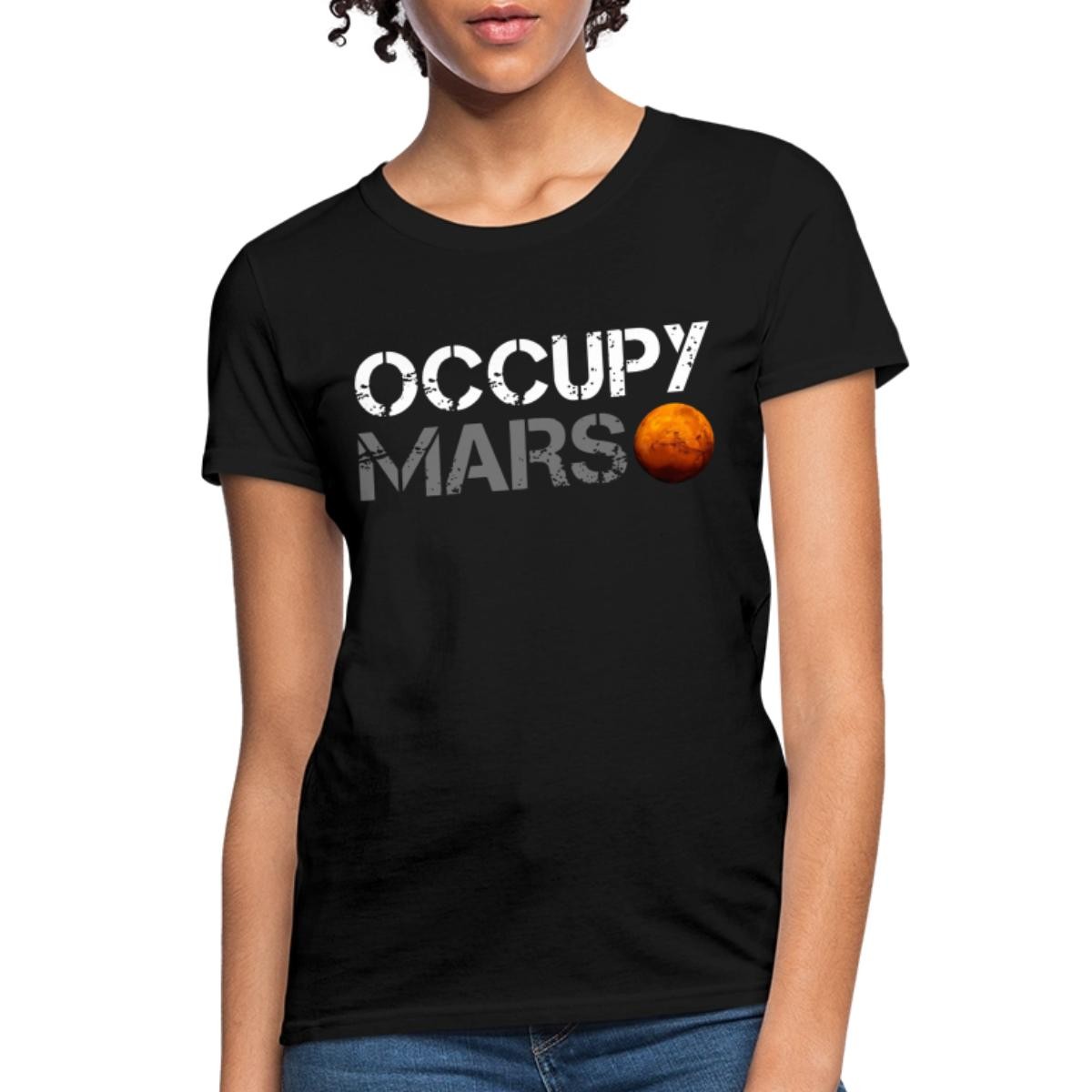 Occupy Mars Space Planet Nerdy Women’s T-Shirt