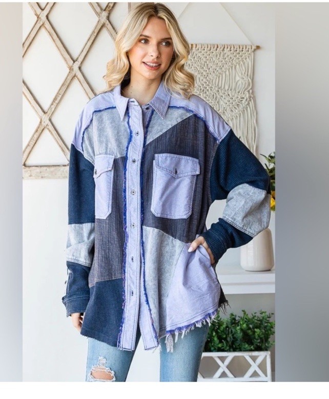 Oli & Hali Women’s Washed Mixed Fabric Button Up Shirt Small