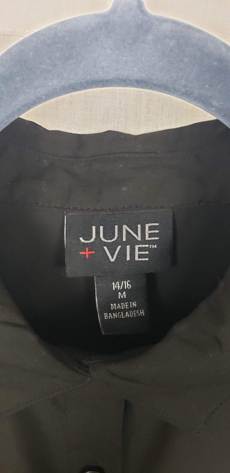 June + Vie Shirt Womens 14/16 Black Button Front Shirt Classic K Pop Cool Fall