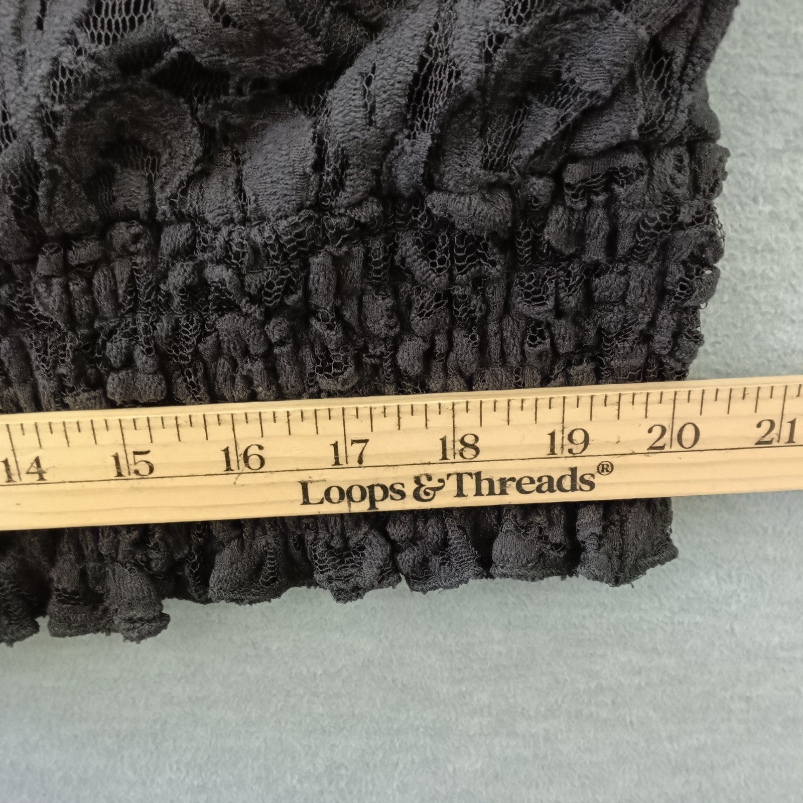 Investments II Womens 2X Black Floral Rose Lace Smocked Hem Dolman Top NWT