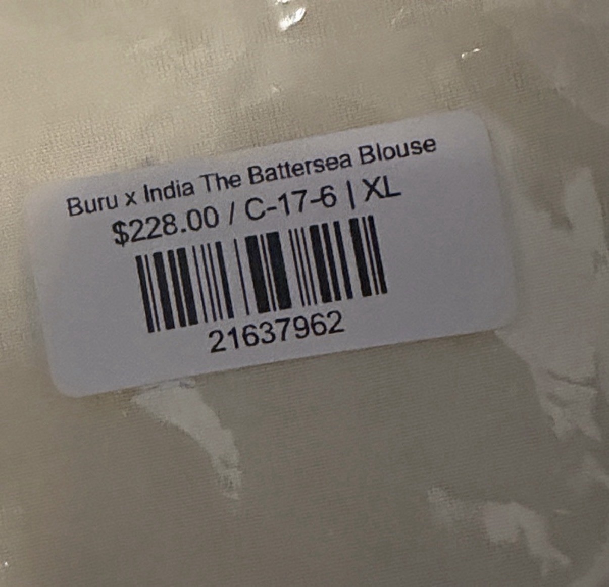 BURU x India Battersea Blouse Sheer Ivory Button Front Top | XL | NWTB Sold Out
