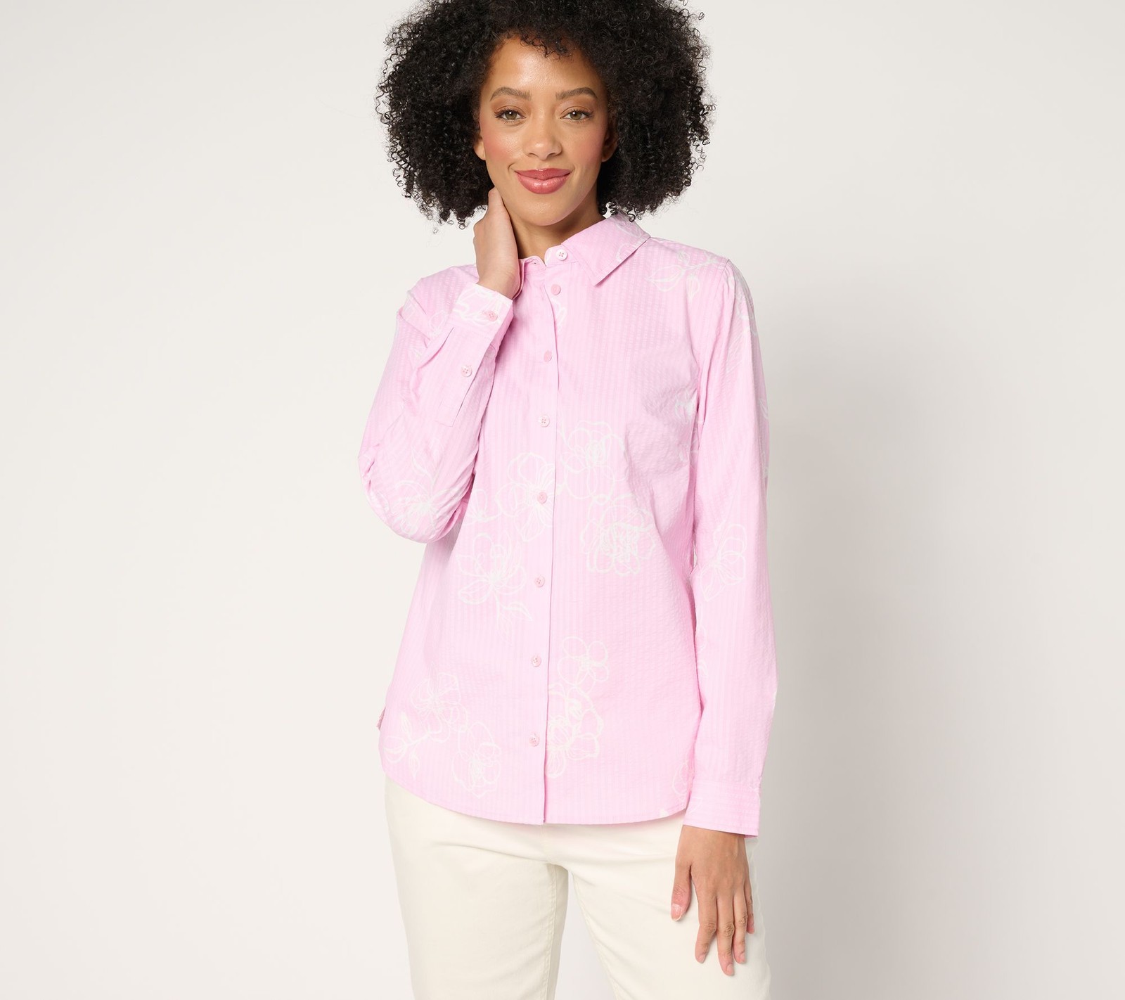 Joan Rivers Classics Collection Women’s Top Plus Sz 1X Cotton Pink A684661