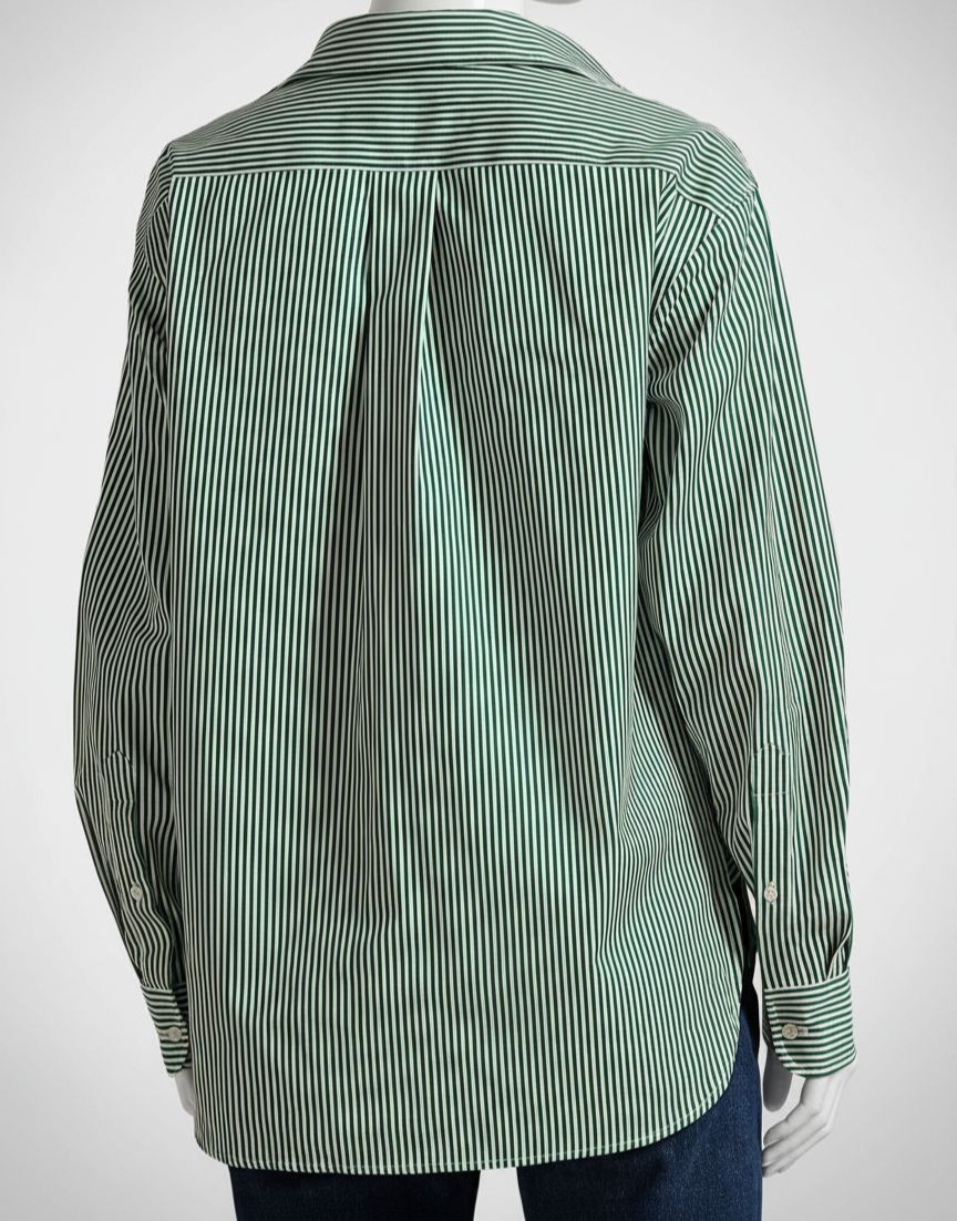 Polo Ralph Lauren Womens Green Striped Cotton Long-Sleeve Shirt Top Size L