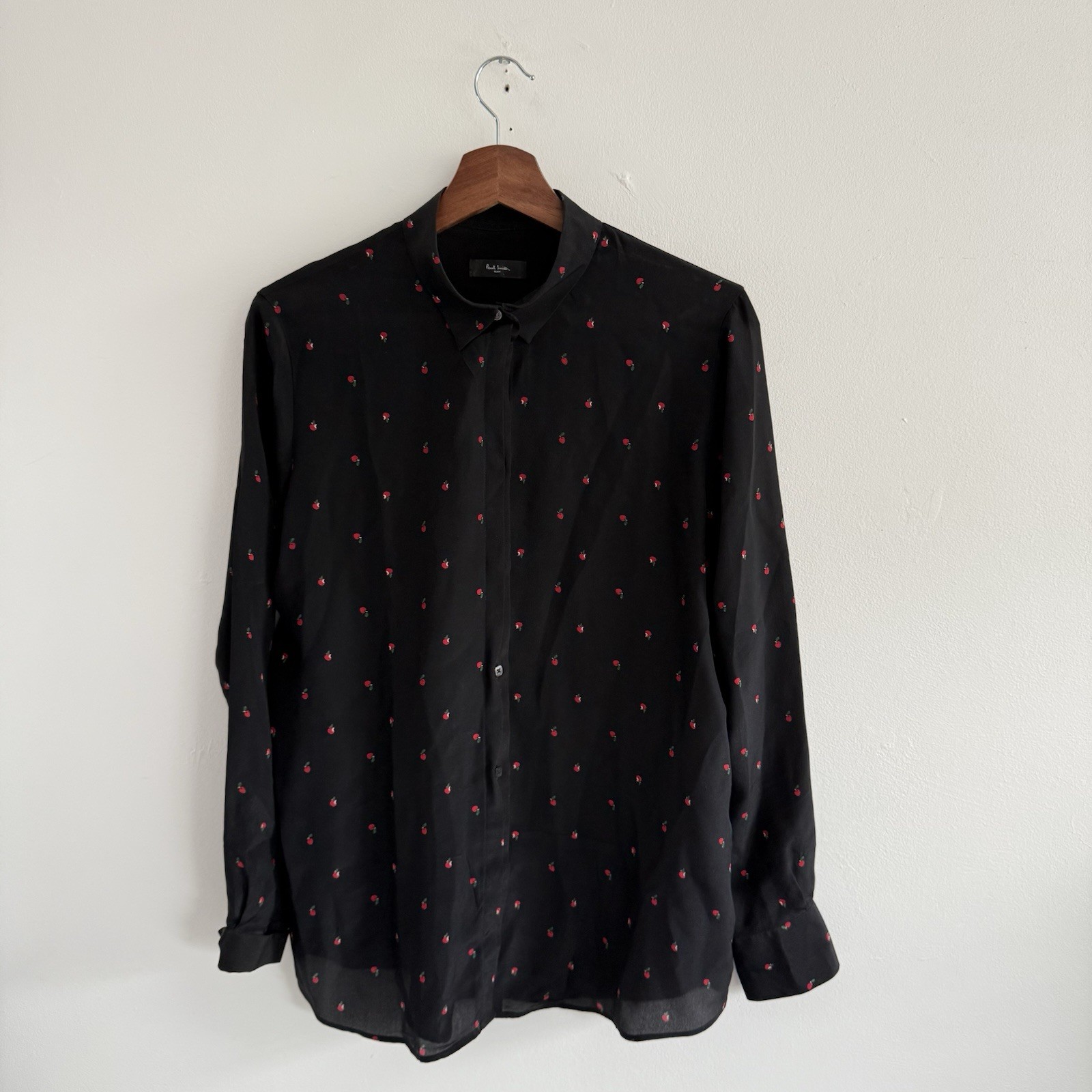 Paul Smith Black Label Shirt Womens 42 XL Extra Large Silk Apple Fruit Print