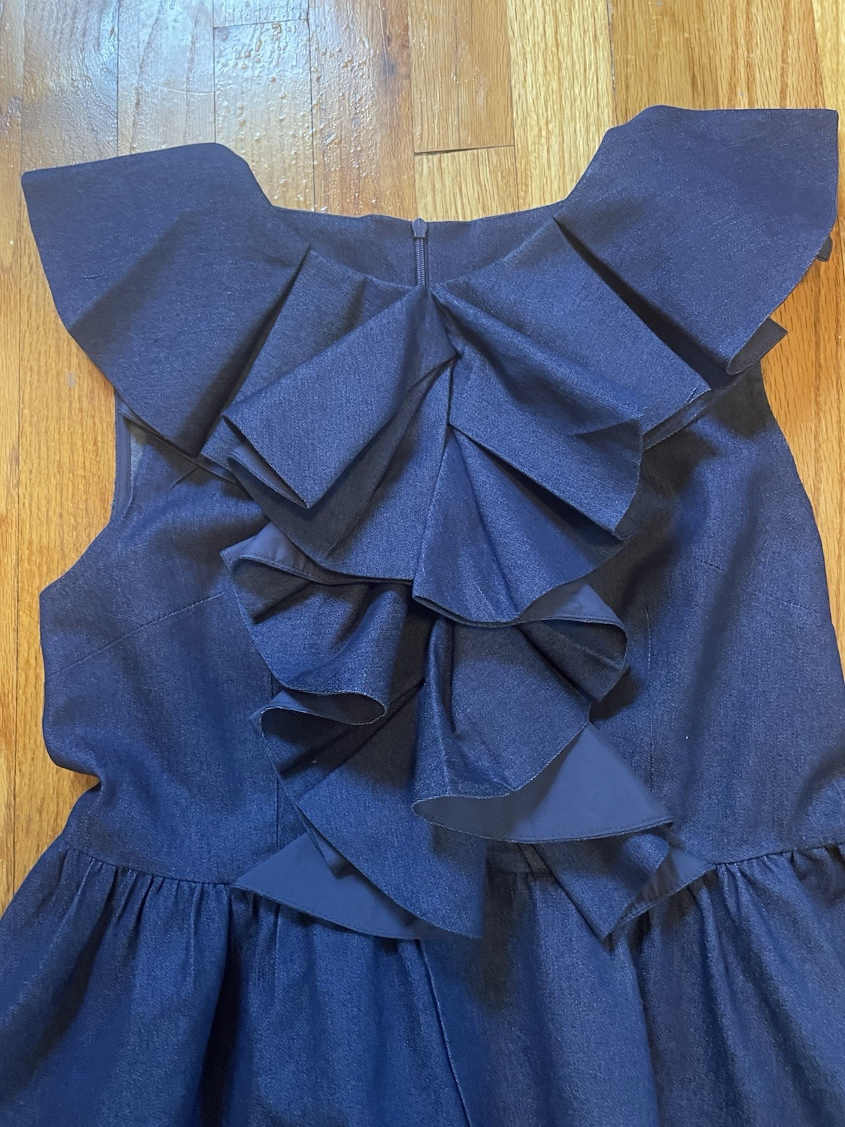STYLEWE Dark Wash Denim Sleeveless Ruffle Peplum Zipper Top Women’s Size S/M