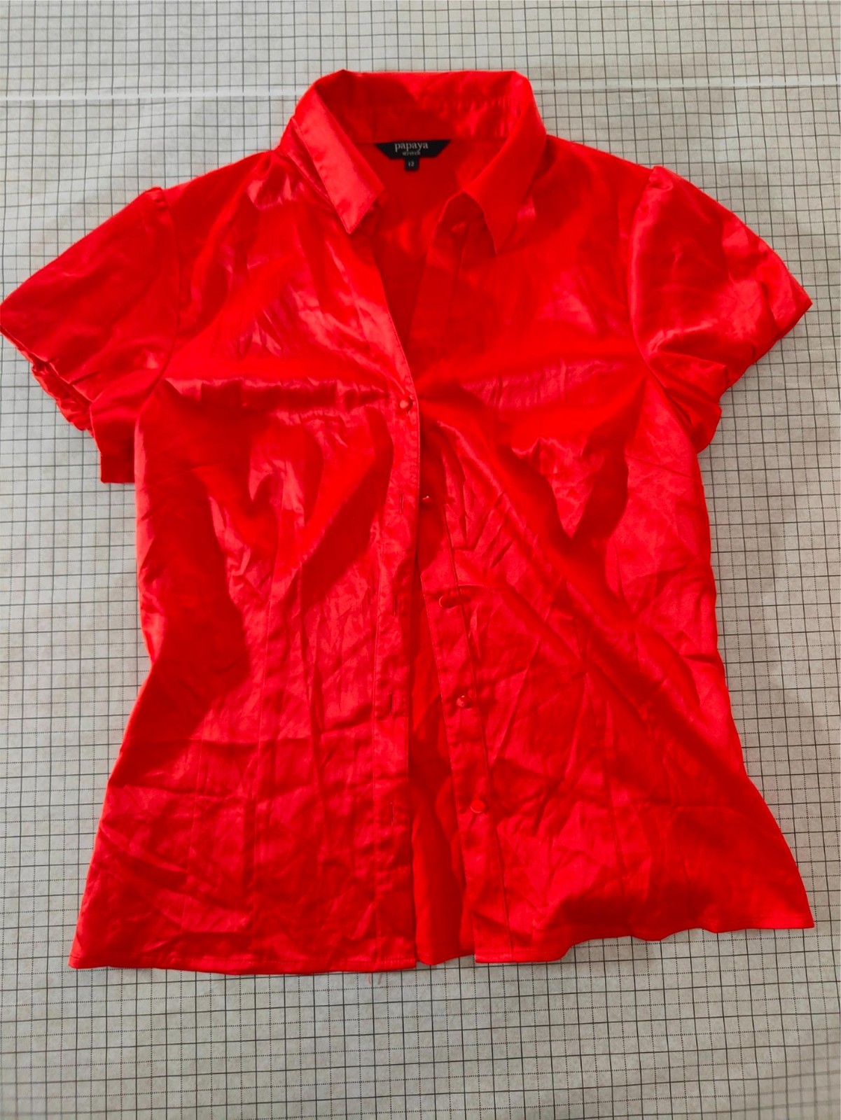 Papaya Womens Blouse Size 12 Red Stretch Polyester Elastane Smart