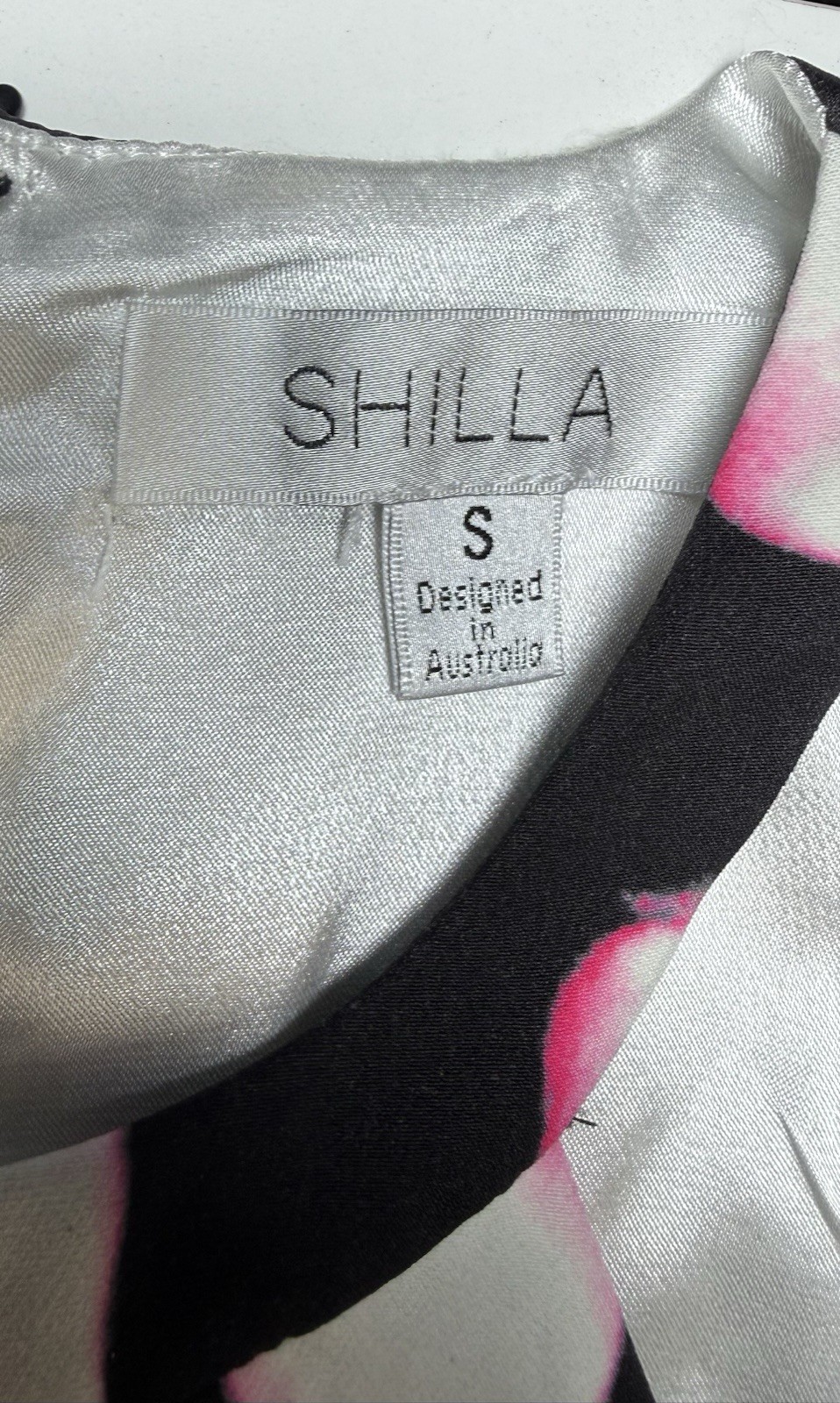 Shilla Petal Print Peplum Dress Women’s Small Black Pink Fit & Flare S Floral