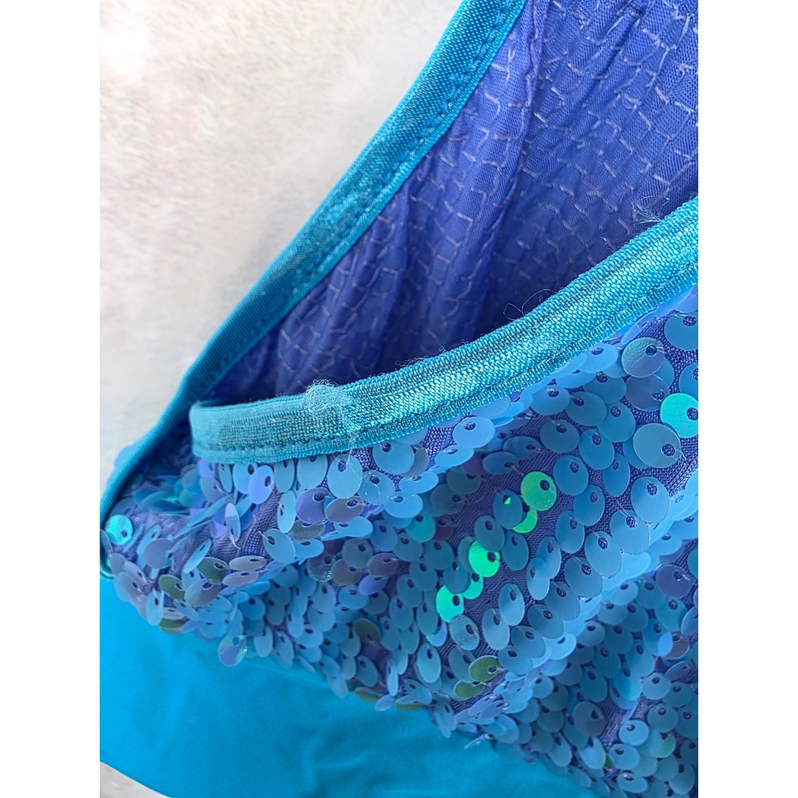 Balera Dancewear Turquoise Sequin Racerback Tank Top Women Large Blue Costume