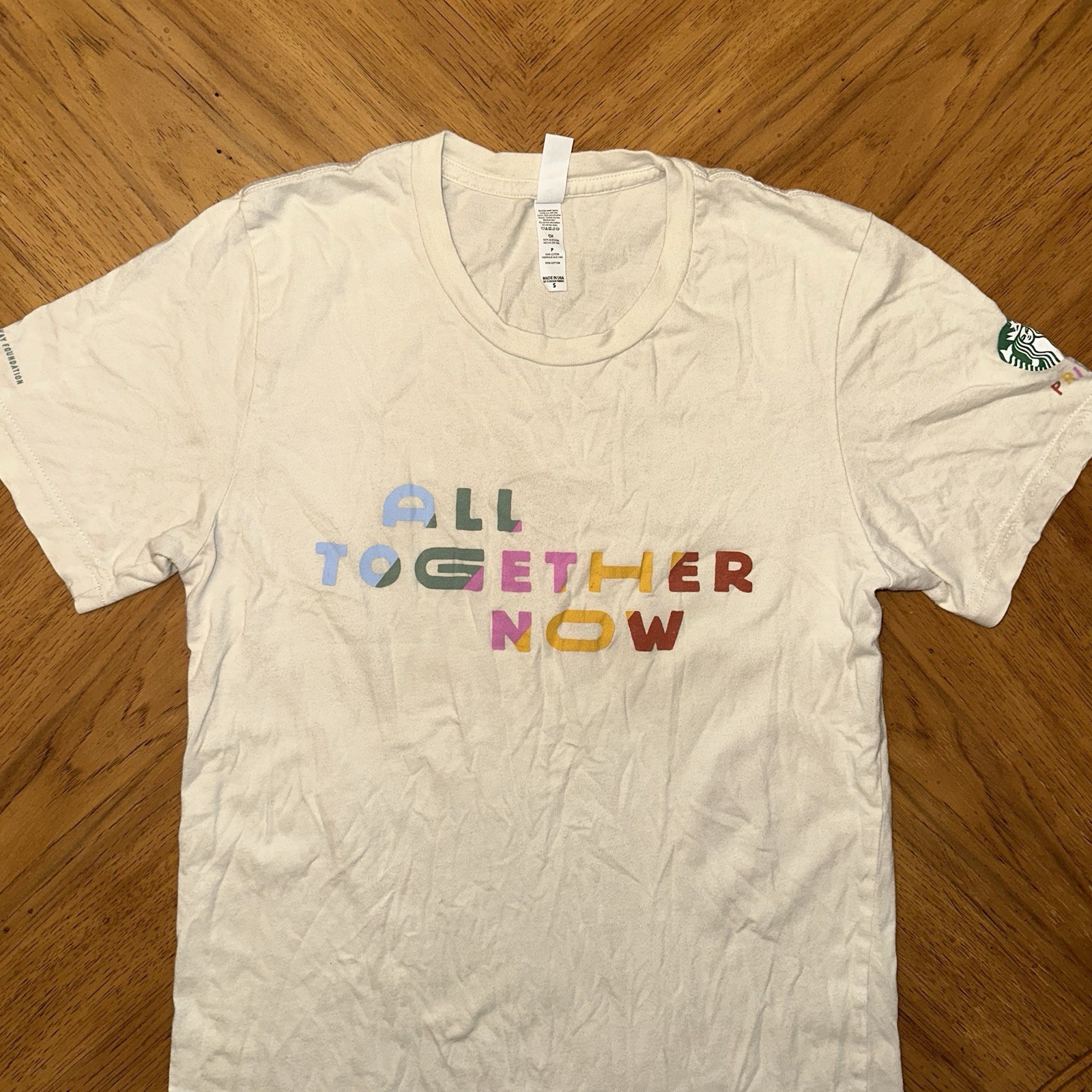 Starbucks X Lady Gaga Pride TShirt Size Small All Together Now Beige Collab
