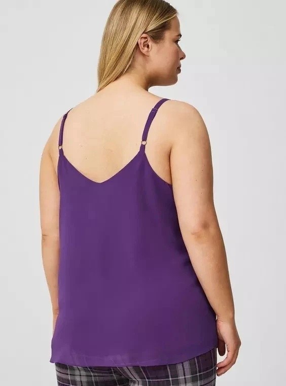New! TORRID 1 Women’s Sophie Chiffon Swing Cami Petunia Double Layer Tank NWT