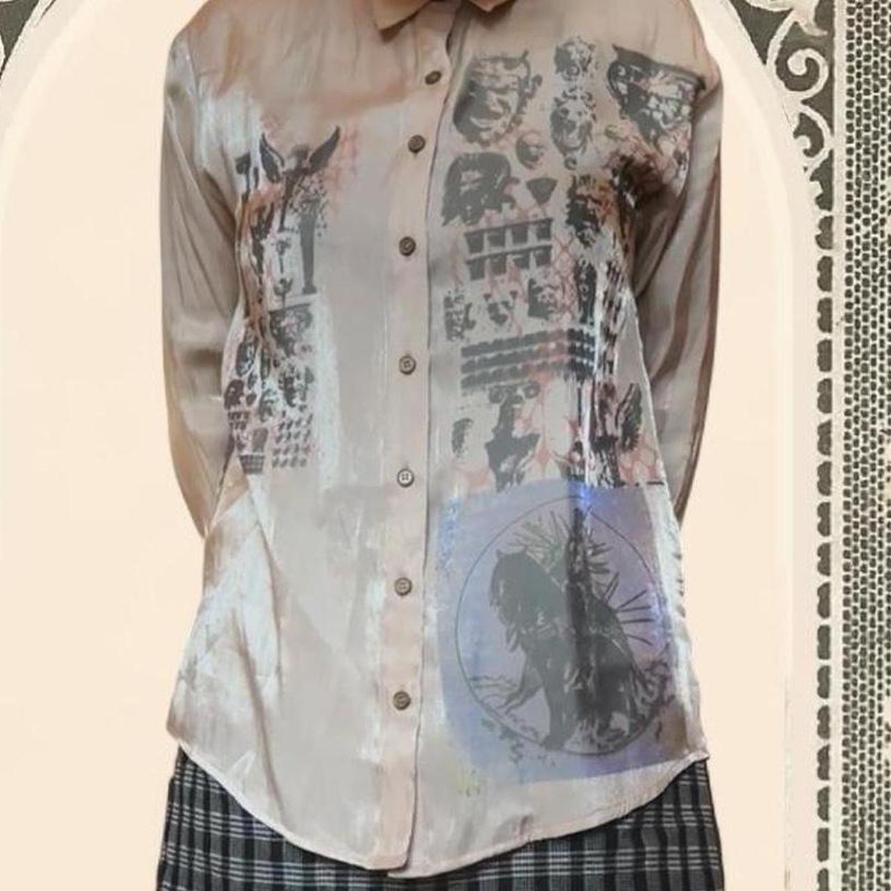 handmade printed button up size L