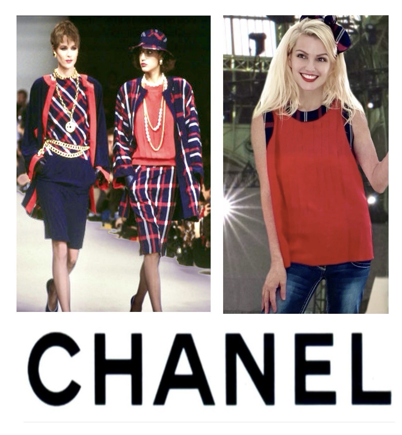 Chanel Vintage 1985 Red Top Headband Scarf 38 40 42 6 8 Shirt Jacket 80s 90s M L