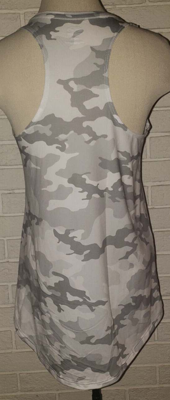 Women’s Athletic Works Gray White Camo Moisture Wick Racer Back Tank Top XS-3XL