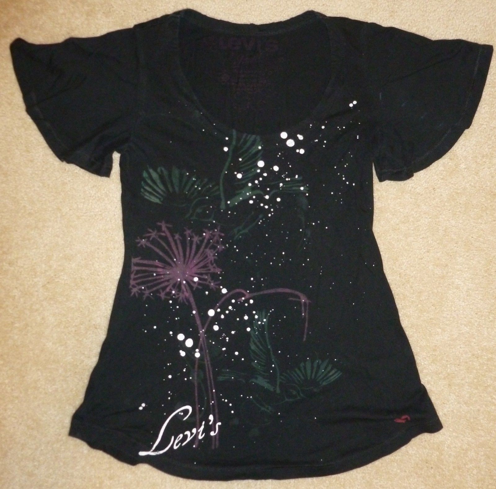 Levi’s Levis Top Blouse Tee T Shirt 100% Cotton Close-Fitting Slim Women Girl XS