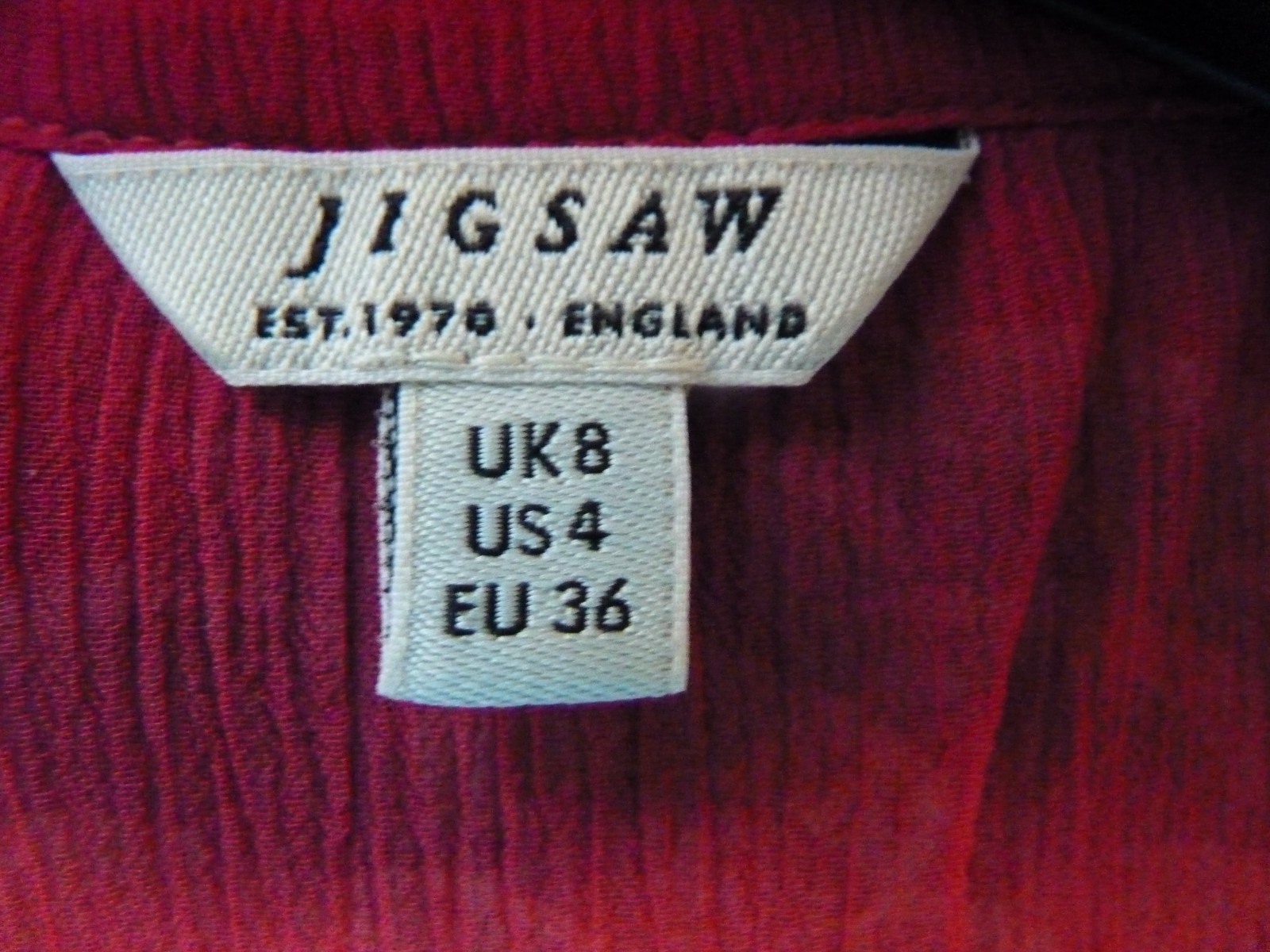 Jigsaw Women’s Blouse UK 8 Red 100% Viscose vgc