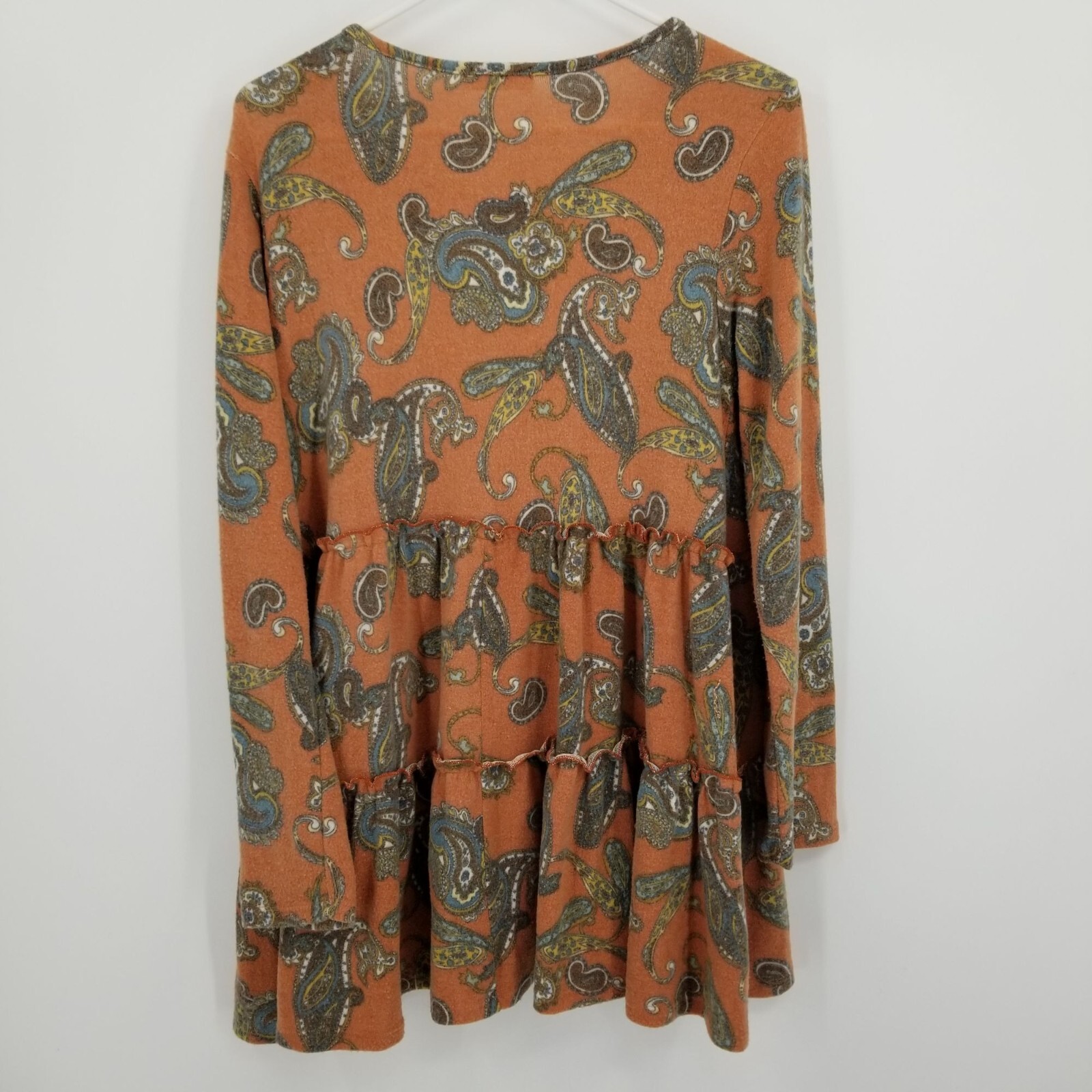 Jade by Jane Paisley Print Long Sleeved Tiered Tunic Size Medium