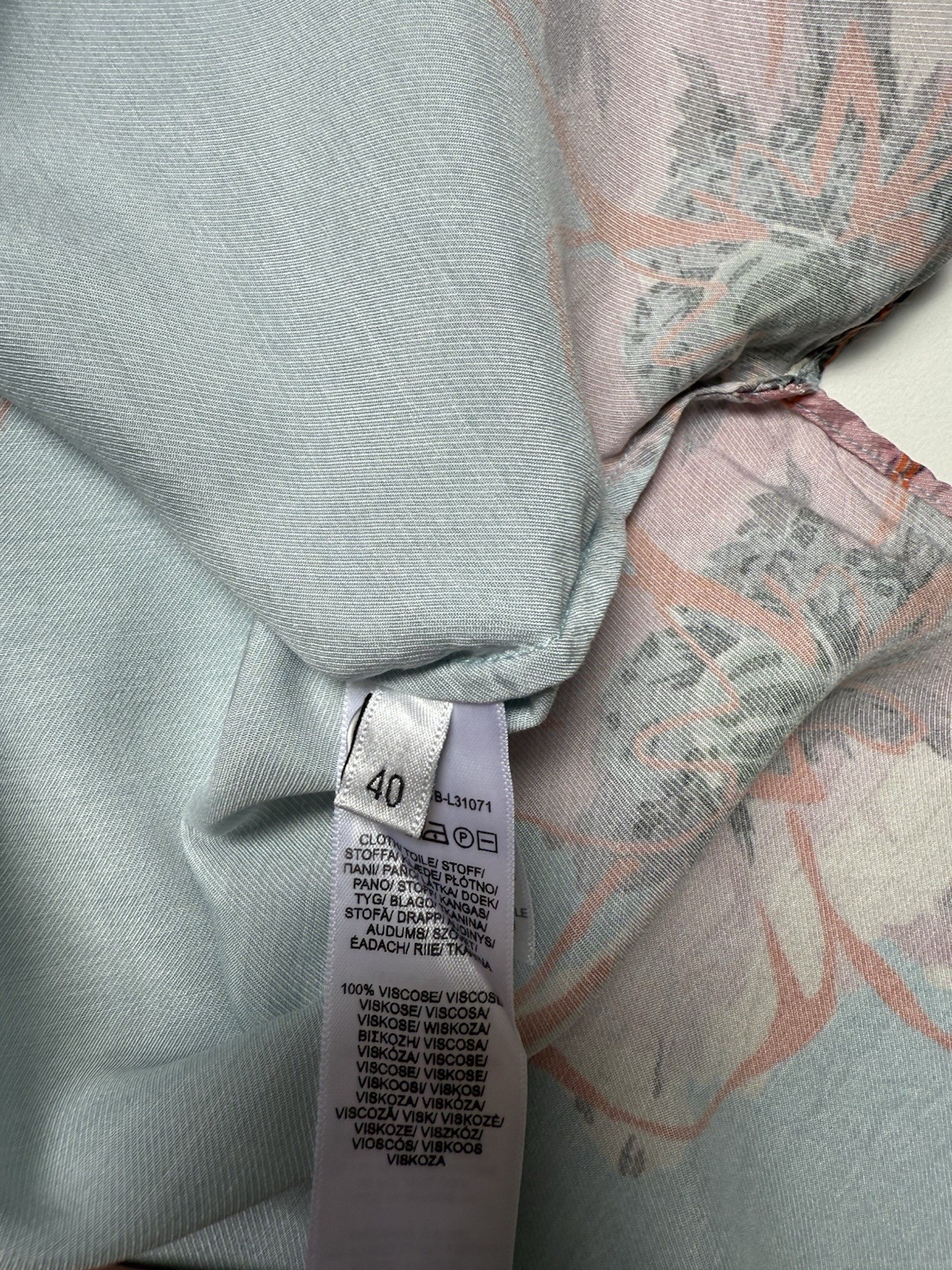PS Paul Smith Blouse Womens Medium 40 Blue Shirt Floral Flower Button Up Viscose