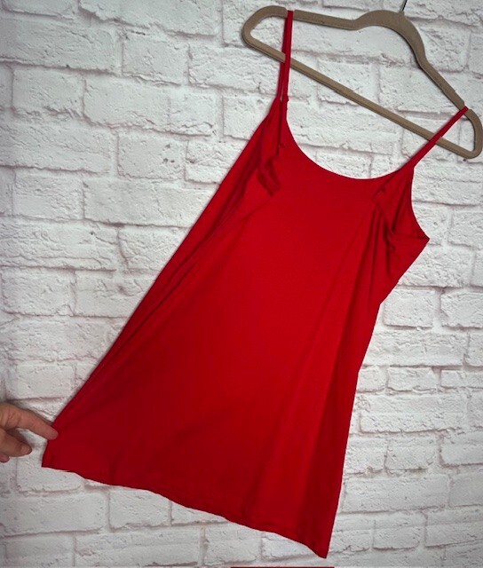 XL/1X/2X/3X New True Red Cotton Stretchy Knit Long Tank Top Extender Tee