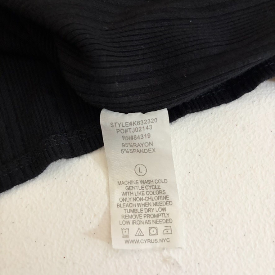 Cyrus Tank Top Women’s Large Black Round Neck Sleeveless Ribbed Knit Shirt