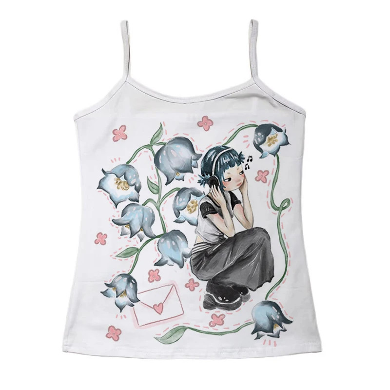 Women Y2K Korean Emo Aesthetic Summer Baby Tee Harajuku Crop Tops