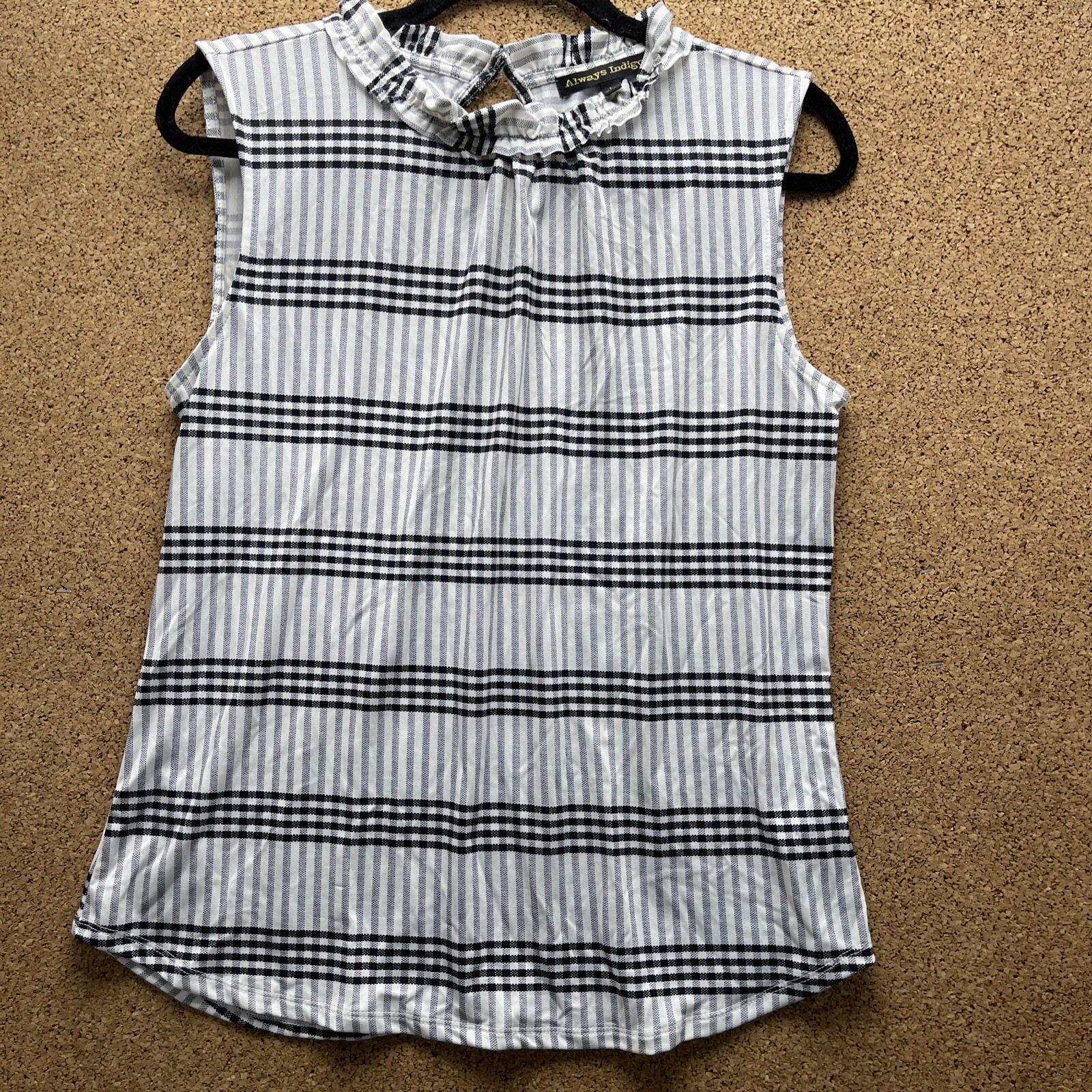 Always indigo women’s black and white Striped Top. (S54)
