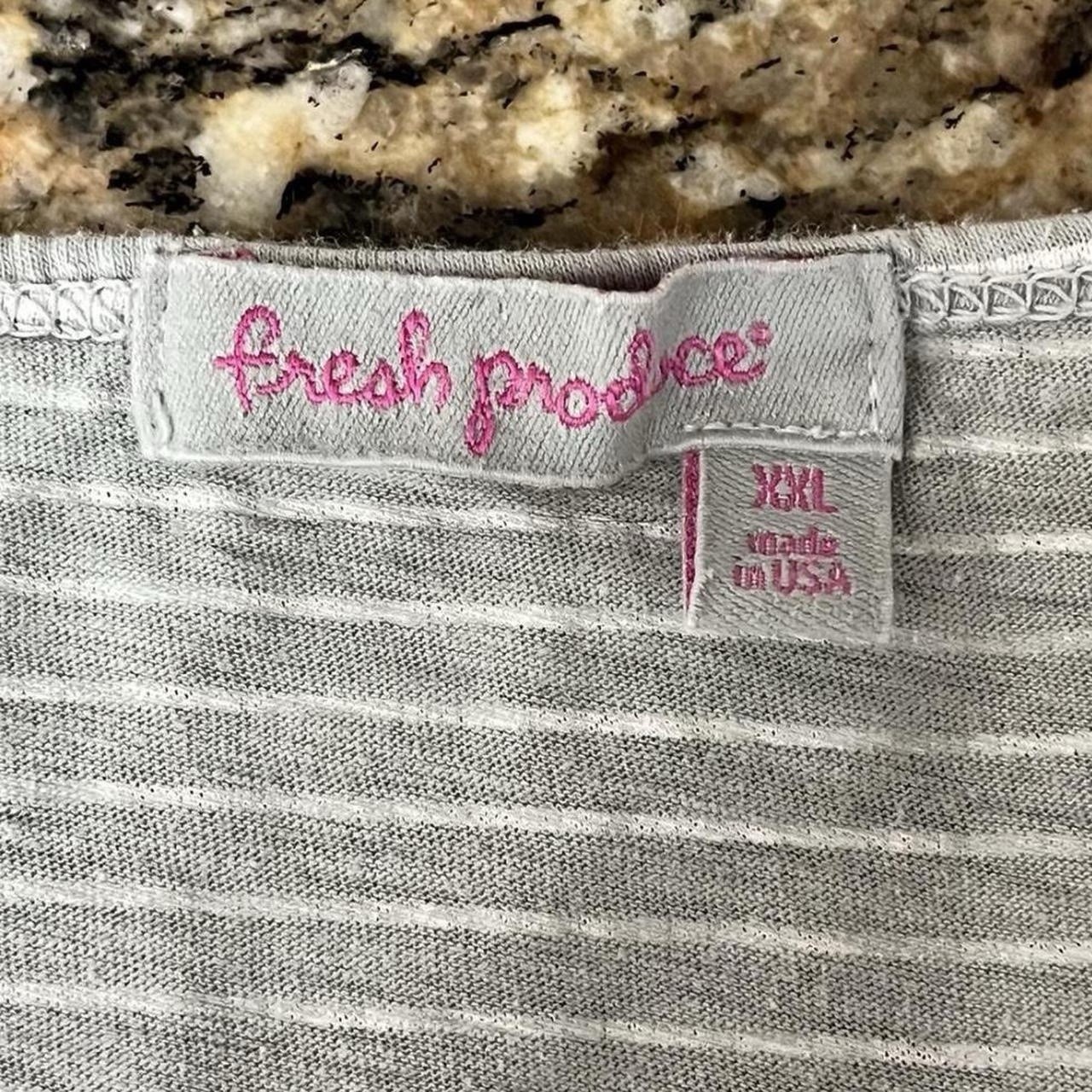 Fresh Produce Gray Stripe Cold Shoulder Top Women’s 2X Plus Nautical Coastal USA