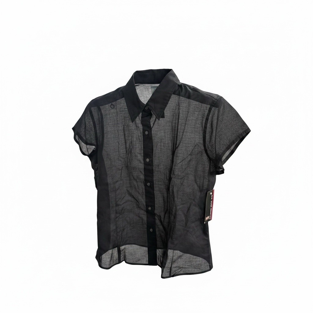 Women’s Ralph Lauren Polo Black Gauzy Button Blouse Short Sleeve XL NWT READ